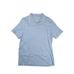 Bugatchi Uomo Regular Fit Sky Blue 1/4 Button Short Sleeve Polo Men's Size Large